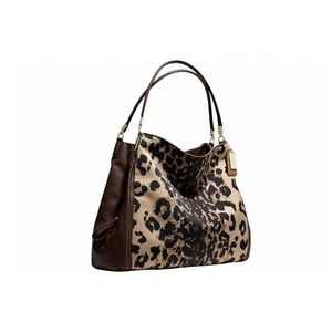 Coach Madison Phoebe Ocelot Fabric Shoulder Bag 